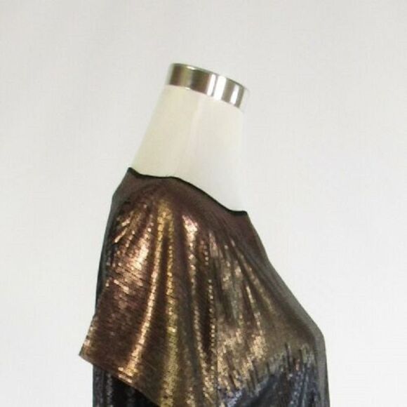 Light brown black VINCE CAMUTO sequin blouse XS - Picture 6 of 8
